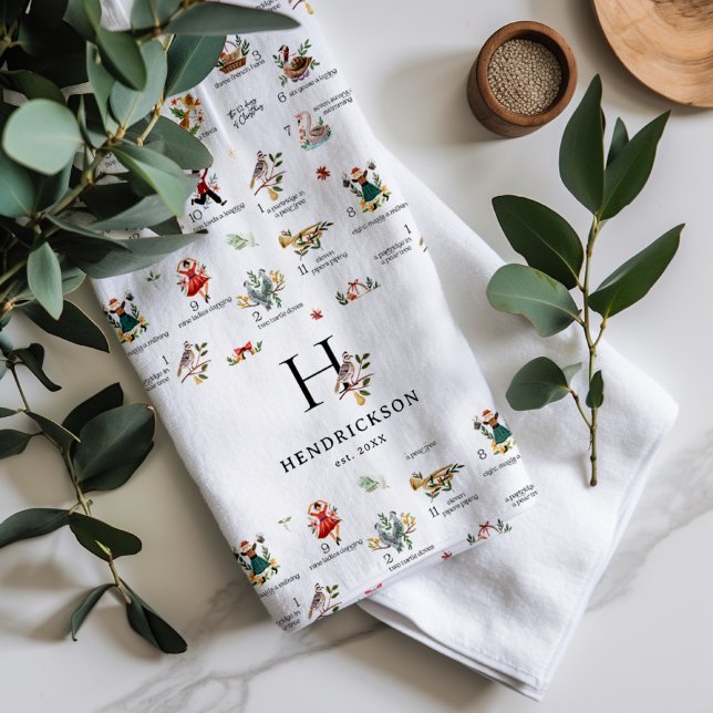 Partridge | 12 Día de Navidades Toalla de Monogram (Subido por el creador)