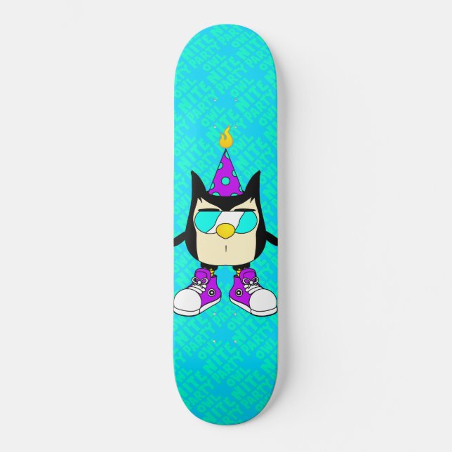 Party OWL Nite™ Marca Skateboard Cielo Verde Teal (Anverso)