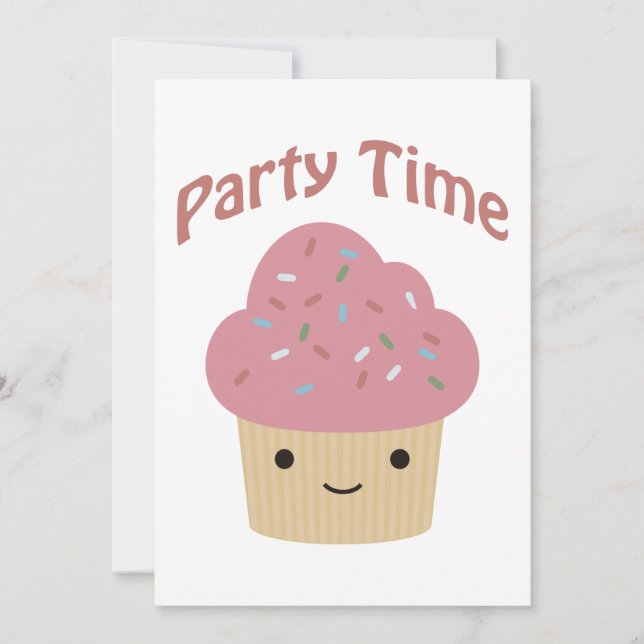 Party Time! Invitación a la fiesta de Cupakes Cute (Anverso)