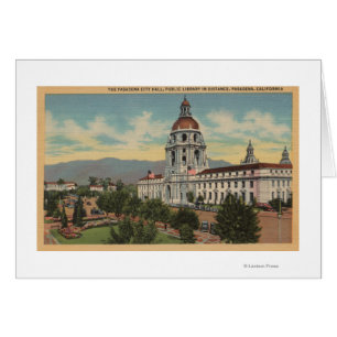 Pasadena, CA - vista ayuntamiento y público Librar