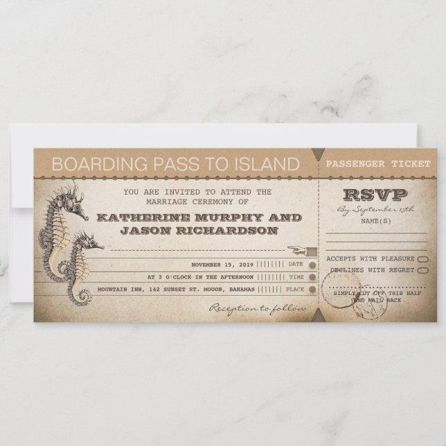 pasajes de embarque para invitación de boda (Anverso)