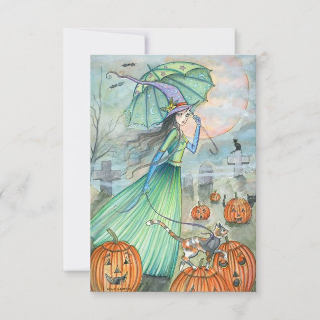 Pasando por Halloween Tarjeta Postal de Bruja (Anverso)