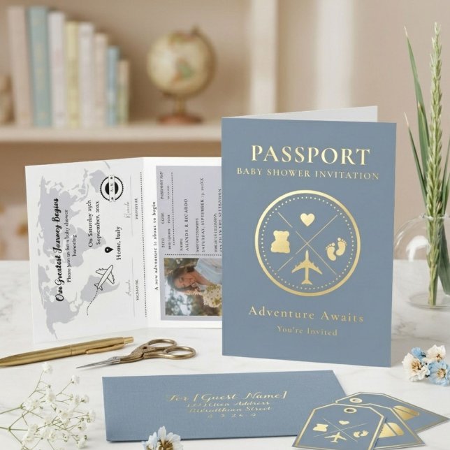 Pasaporte Azul Fiesta de Bebé Niño Viajero (Subido por el creador)