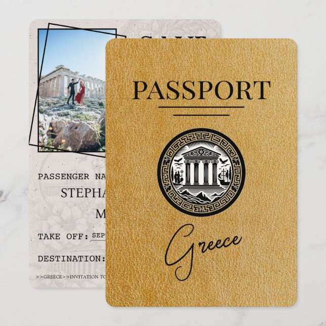 Pasaporte de Grecia de oro Salve la tarjeta de fec (Anverso / Reverso)