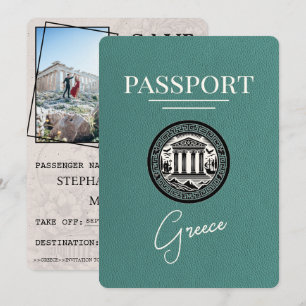 Pasaporte de Grecia Turquesa Salve la tarjeta de f