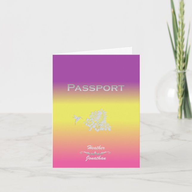 Pasaporte de invitación a la boda de destino e Hib (Anverso)