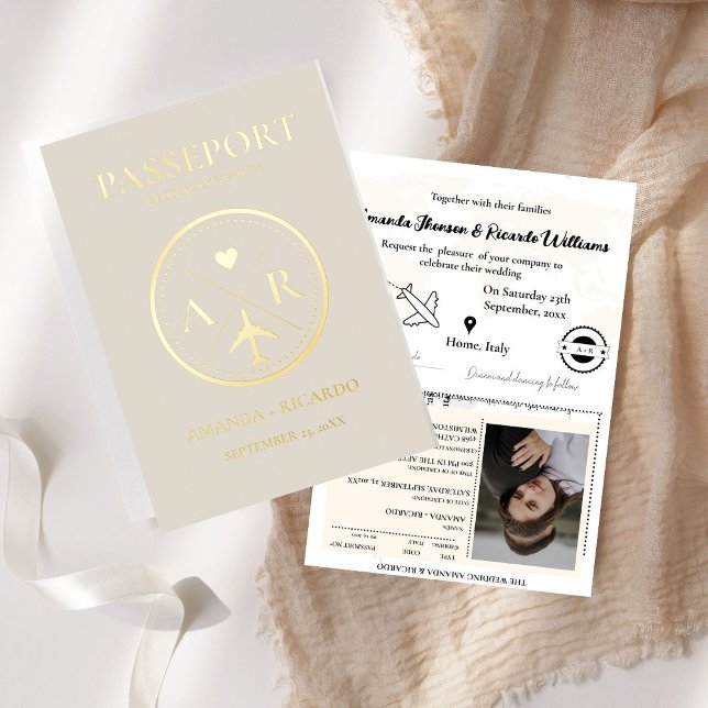 Pasaporte de oro y marfil Invitación de boda (Subido por el creador)