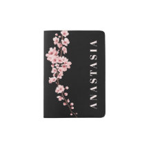 Funda de viaje negra con nombre personalizado, flo