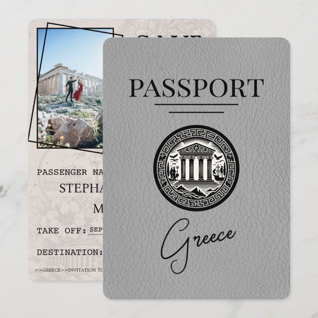 Pasaporte griego gris Grecia Salven la tarjeta de  (Anverso / Reverso)