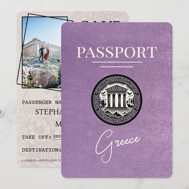 Pasaporte Lavender Purple Grecia Salven la tarjeta (Anverso / Reverso)