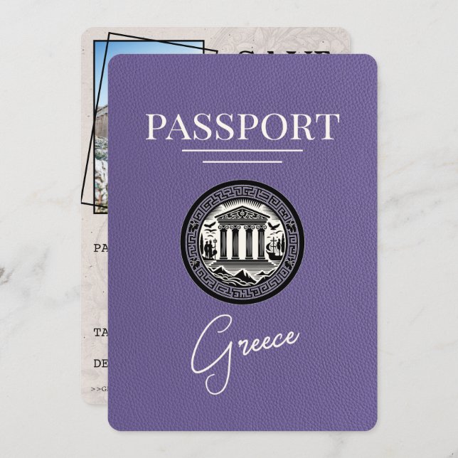 Pasaporte Lilac Purple Grecia Salven la tarjeta de (Anverso / Reverso)