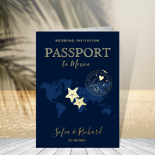 Pasaporte Mapa Mundial Estrella de Mar Boda en la 