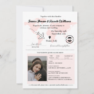 Pasaporte moderno Beige Monograma Invitación a la