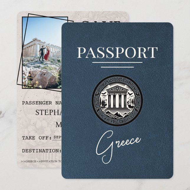 Pasaporte Navy Blue Greece - Salven la tarjeta de  (Anverso / Reverso)