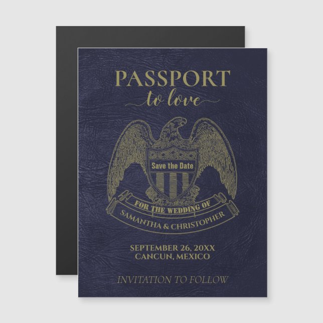 Pasaporte para amar la boda linda Guardar el imán  (Anverso/Reverso)