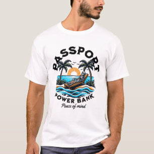 Pasaporte, Powerbank, Paz mental, camiseta blanca