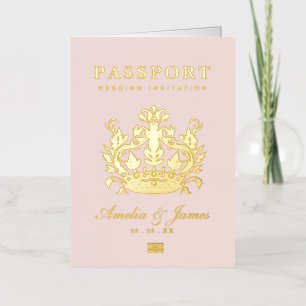 Pasaporte Rosa Destino Boda real Hoja de estaño