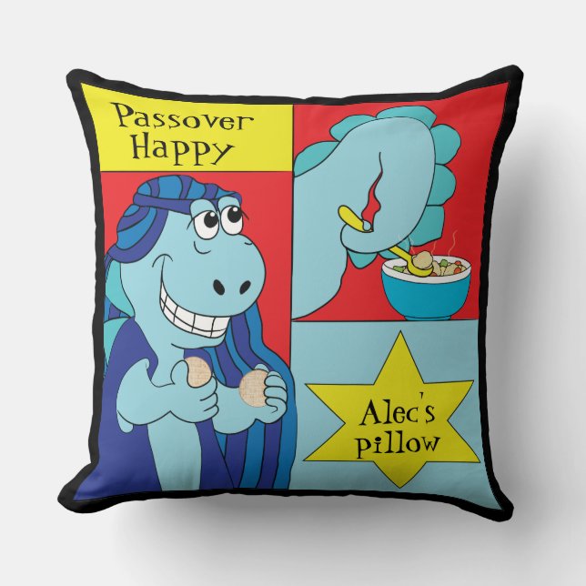 Pascua 20/20" Dinosaurio de almohada feliz (Anverso)