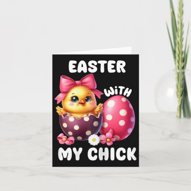 Pascua con mi pollito anuncio de embarazo de Pascu (Anverso)
