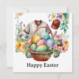 Pascua de béisbol con canasta de huevos