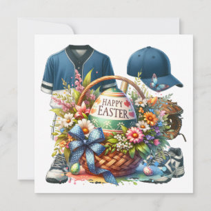 Pascua de béisbol con canasta de huevos