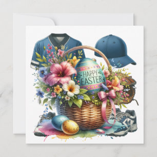 Pascua de béisbol con canasta de huevos