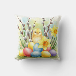 Pascua de pollo, almohada de tulipanes