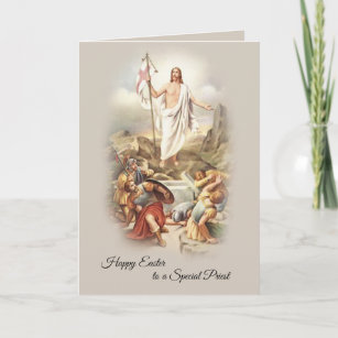 Pascua feliz con una tarjeta especial de sacerdote