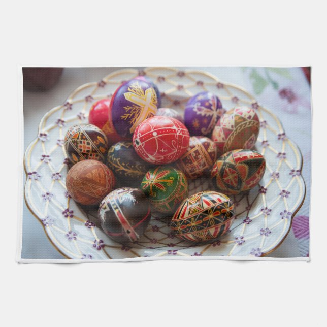 Pascua - Toalla de la cesta de la Pascha ortodoxa (Horizontal)