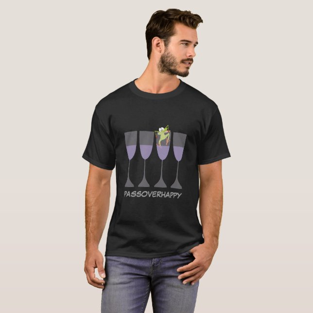 Pascua "Vino y rana" Camiseta básica para hombres  (Anverso completo)