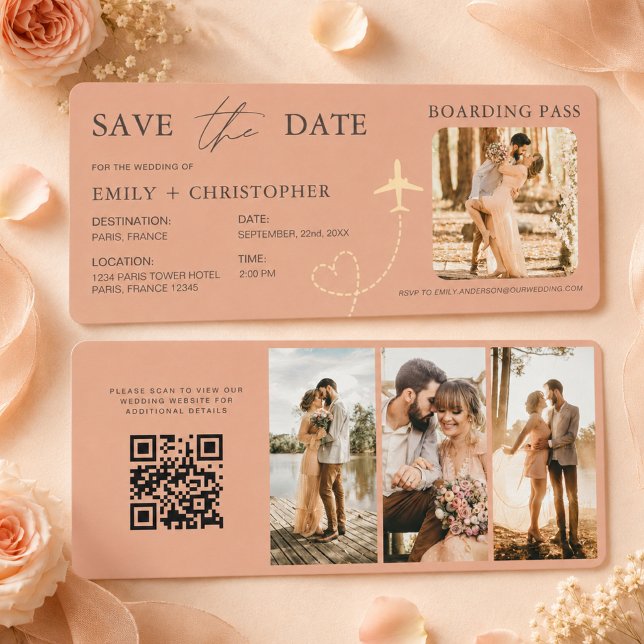 Pase de abordar avión boho Save the Date (Subido por el creador)