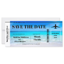 Pase de Abordar Boda Playa Tropical Guardar la Fec