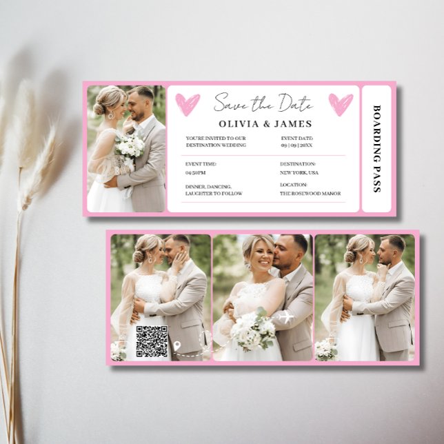 Pase de Abordar para Invitación de Boda Minimalist (Minimal Destination Wedding Boarding Pass Invite)