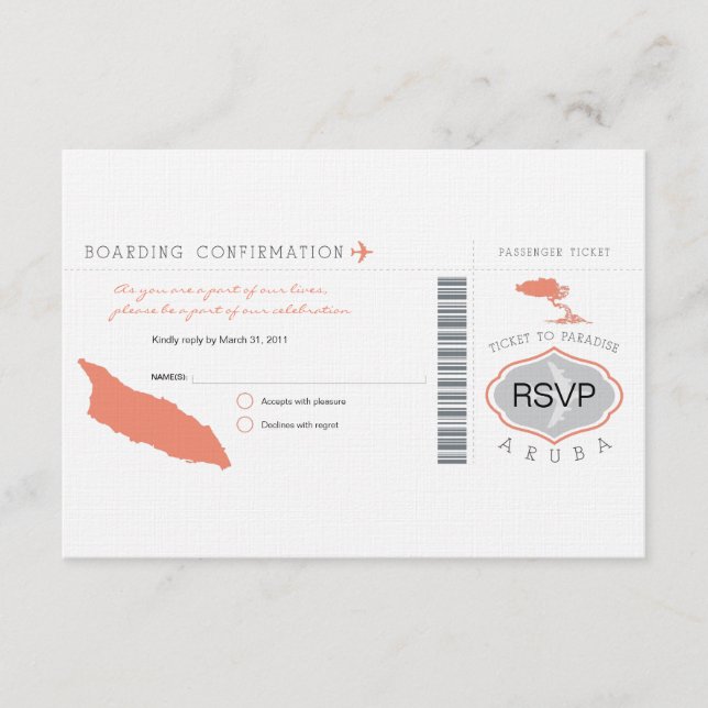 Pase de abordar RSVP a Aruba (Anverso)
