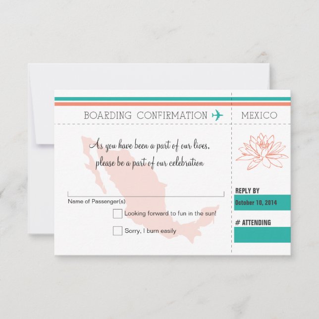 Pase de abordar RSVP A MÉXICO (Anverso)