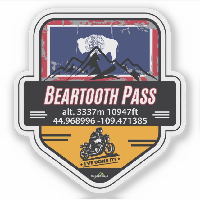 Pase de Beartooth US 212 Motocicleta 01 Calcomanía (Anverso)