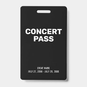 Pase de concierto Tarjeta de identificación person
