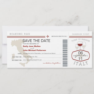 Pase de embarque a la invitación a la boda italian
