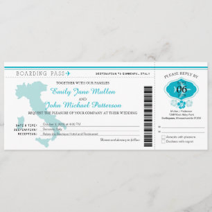 Pase de embarque a la invitación a la boda italian