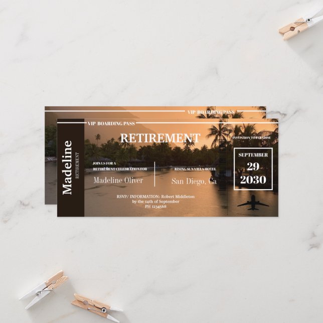 Pase de embarque de retiro Amanecer tropical (Anverso/Reverso In Situ)