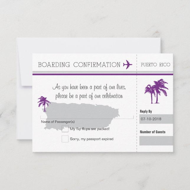 Pase de embarque RSVP a Puerto Rico (Anverso)