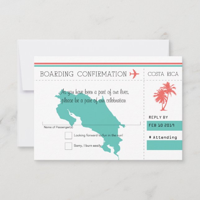 Pase de embarque RSVP Coral y Mint (Anverso)