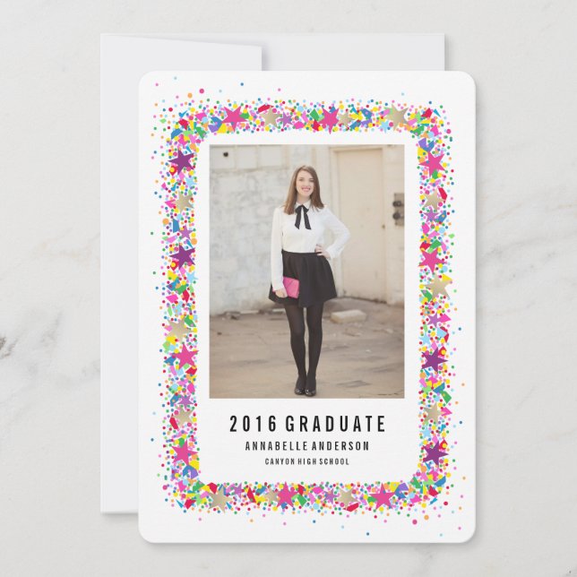 Pase la Invitación de graduación de Confetti (Anverso)