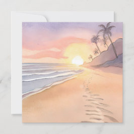 Pasear por la Playa | Tarjeta plana de acuarela de