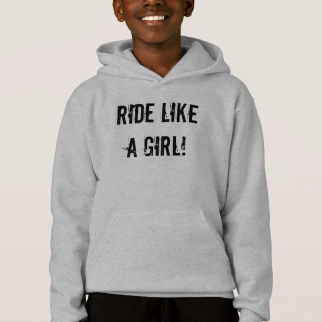 "Paseo como un chica!" Sudadera con capucha gris (Anverso)