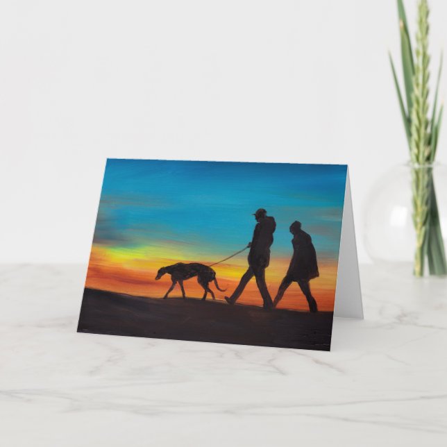 Paseo de la puesta del sol con la tarjeta de (Anverso)