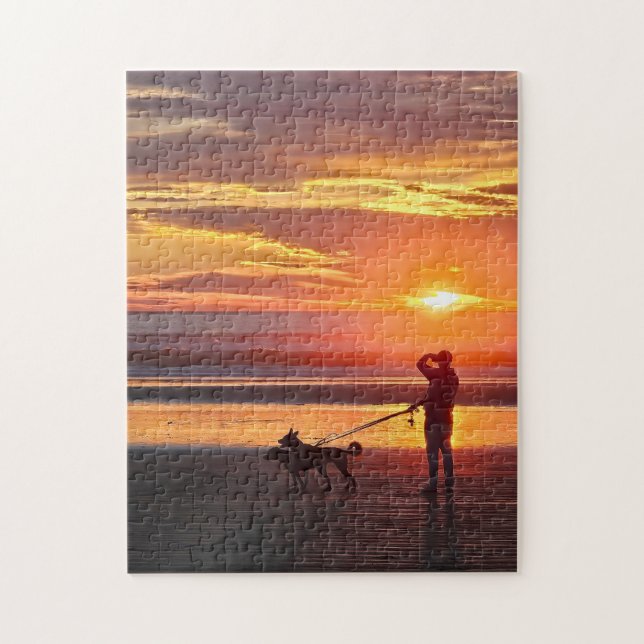 Paseo de Perro al Atardecer Puzzle (Vertical)