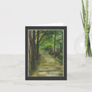 Paseo del arbolado de la tarjeta en blanco