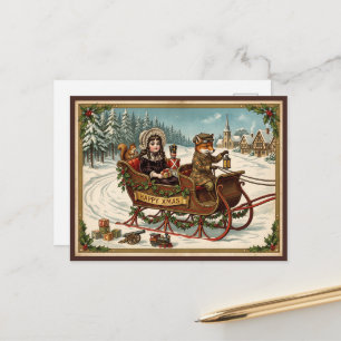 Paseo en Trineo de Navidad Victoriano Vintage con