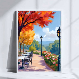 Paseo por el parque de otoño Acuarela Arte de foll